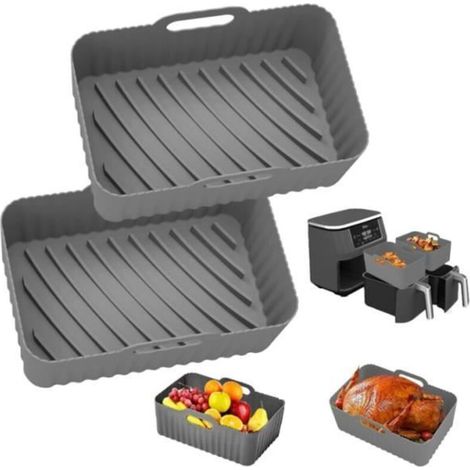 Accessoire Air Fryer 19.5cm, 2 Pièces Pot en Silicone pour Friteuse à Air, Air Fryer Silicone Pot Panier, Réutilisable Aux fours (1/4)