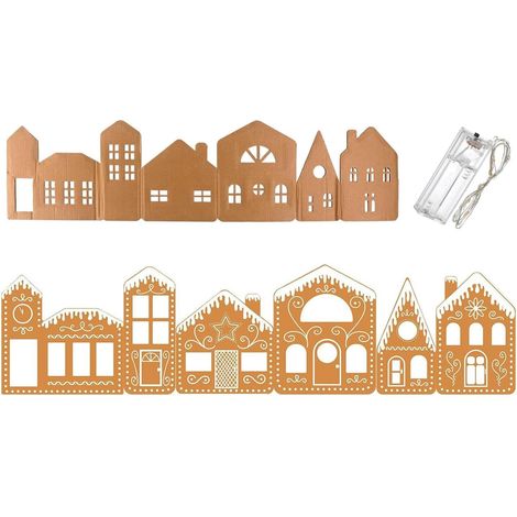 Maisons de Noël avec Guirlandes Lumineuses et Décor Rustique Maisons De Noël Pliables Décorations De Fêtes Pour Intérieur Style Ferme Mur Cuisine Armoire Chambre Salon Bureau Fête (1/5)