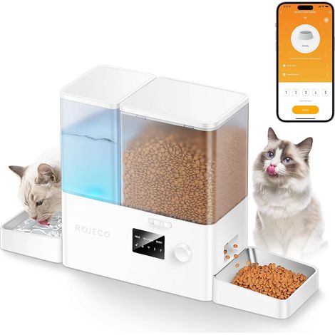 Automatic Cat Food Dispenser 2-in-1 with WiFi App, 36 Cups/8.5L: Large Capacity 5L Food + 3.5L Water by Gravity, Feeder + Drinking Bowl for Cats (1/5)