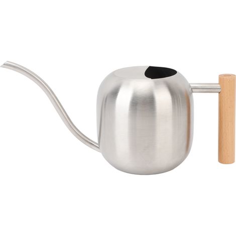 Arrosoir en acier inoxydable à Long bec, résistant aux éclaboussures, avec manche en bois, plante pour le jardinage en pot (1/5)