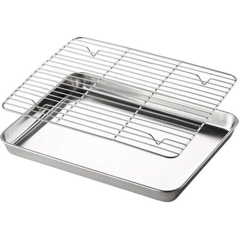 Plat à four carré professionnel en acier inoxydable anti-rouille, lèvres relevées, finition polie, idéal pour cuisson, grillade et événements extérieurs (1/5)