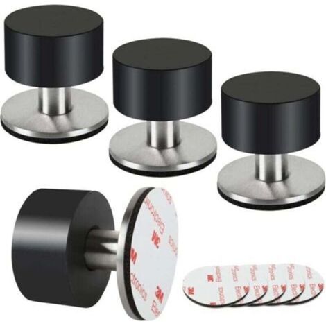 Lot de 4 butées de porte en caoutchouc, butées de porte auto-adhésives 3M pour plinthes, butées de porte fixées au mur pour atténuer le son à la maison, au bureau, sur la terrasse