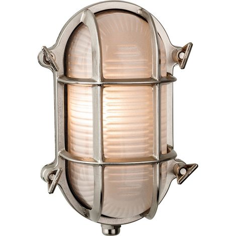 Firstlight Nautic - Cloison extérieure à 1 ampoule, nickel affleurant, verre dépoli IP64, E27
