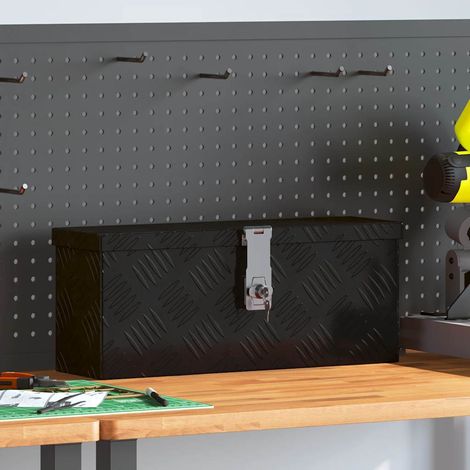 Boîte de rangement noire en aluminium, 50 x 15 x 20,5 cm