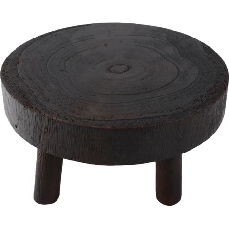 Tabouret porte-fleurs en bois, support rond en bois avec pieds de 6 cm de hauteur, finition à l'huile de tung brûlée, taille M (1/5)