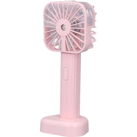 Ventilateur brumisateur portable rose, rechargeable par USB et fonctionnant sur batterie. Fonctionne silencieusement et rafraîchit efficacement lors de vos voyages et activités de plein air. (1/5)