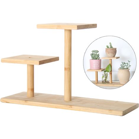 Étagère à Pots Bambou 3 Plateaux Premium - Dimensions 36x12x20cm, Écologique et Élégante (1/4)