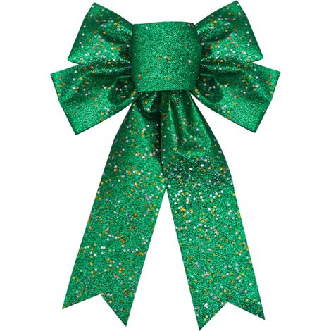 Nœud Papillon De Noël - Ruban À Paillettes Argenté - 40 x 23 cm - Décoration Pour Arbre De Noël Porte D'Entrée Extérieur - Lot De 1 (1/5)