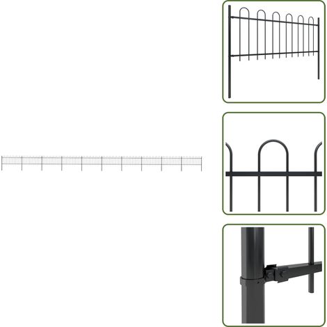 Recinzione per giardino - vidaXL Recinzione da Giardino con Parte Superiore ad Anello in Acciaio 1781,5x80 cm Nero - Recinzione per casa