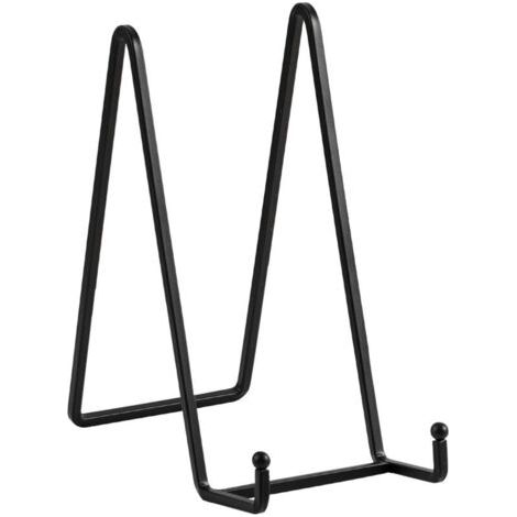 Chevalet porte-assiettes – Support décoratif en métal noir – Présentoir pour photos, plaques, livres de cuisine, cartes postales, CD ou œuvres d'art – 20,5 cm