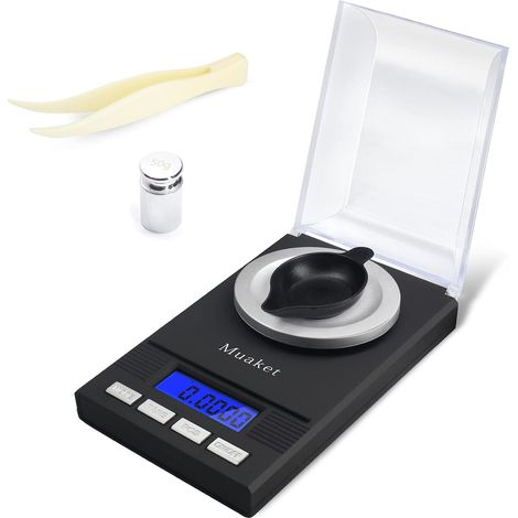 Balance de Precision Milligrammes 50g x 0.001g,  Balance de Bijoux Electronique avec Affichage à LED Échelle, Multifonction, Cuisine, Poche avec Poids D'étalonnage (1/5)