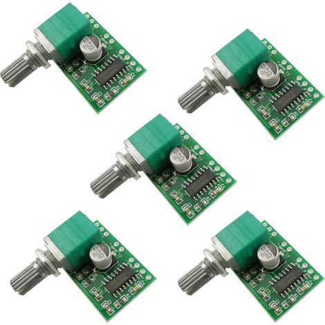 5 pièces PAM8403 Mini Carte amplificateur audio DC 5V 3W+3W Numérique Amplificateur audio Module amplificateur de puissance avec potentiomètre Alimentation USB (1/5)