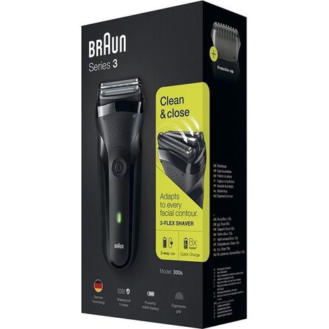 AFEITADORA BRAUN SERIE 3 301S COLOR NEGRA INLAMBRICA RECARGABLE