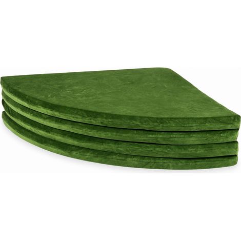 Alfombra de juego para niños de 160 cm, redonda, plegable, terciopelo suave, color oliva. (1/4)