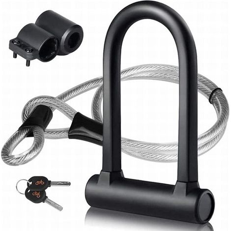 Fahrrad U Schloss + Kabelschloss mit Bügel 2 in 1 Flexibles U Schloss Fahrradkabel (1/5)