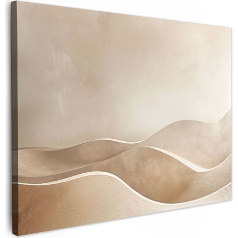 TABLEAU SUR TOILE Beige - Nature - Abstrait - Moderne Tableau Décoration Murale Salon Tableaux muraux 80x60 cm