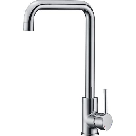 Mitigeur Évier Kiloo - Aérateur Réducteur de Débit, Écrou de Serrage Rapide à la Main - 354 (Hauteur) x 206 (Saillie) mm - Chromé (1/4)