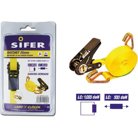 SIFER-RATSCHE 25MM 4,5M MIT GESCHLOSSENEM HAKEN SIRT25-5-GC-B