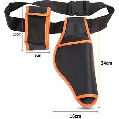 Sac banane ceinture porte-outils renforcé, bordure jaune, étui ciseaux noir, poche batterie, version épaisse, ensemble complet 4 pièces (1/4)