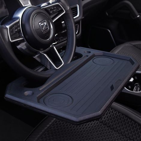 Plateau Repas Voiture (42x28cm), Table Voiture Voyage pour Manger, Tablette Activité Voiture pour Conduct Rétractable - Noir