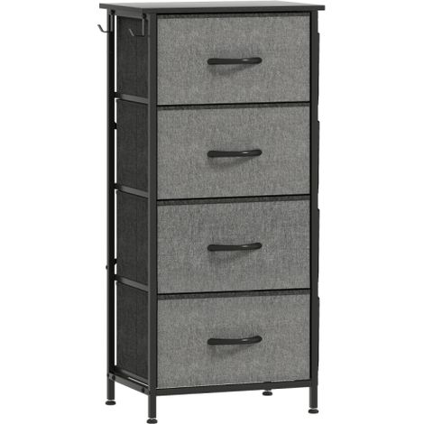 Charcoal Grey Four-Drawer Fabric Storage Chest for Organizing Clothes and Essentials (1/5)