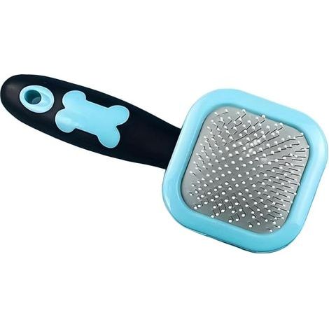 Brosse de toilettage adaptée pour les chiens et les chats, peigne doux adapté aux animaux à poils longs et courts, brosse autonettoyante adaptée pour le toilettage quotidien (petite taille, bleu) (1/5)