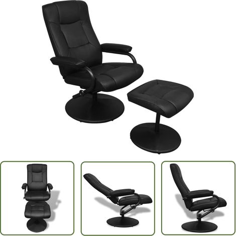 Maison Exclusive TV-Sessel mit Fußhocker Schwarz Kunstleder (1/5)