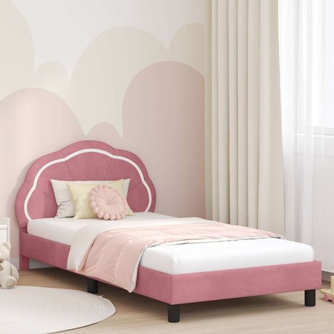 Kinderbettgestell mit Kopfteil Rosa 80 x 200 cm Samt