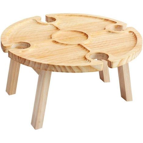 Tavolino da vino portatile per esterni Ulisem, mini tavolo da campeggio, tavolo da picnic, rotondo in legno, portatile, per uso esterno, pieghevole, piccolo tavolo da spiaggia per il giardino (30 x 15 (1/4)