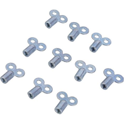 Lot de 10 clés de purge robustes en métal pour radiateurs, facilitant la ventilation et réduisant le bruit dans les applications résidentielles et commerciales. (1/5)