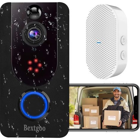 Wireless Doorbell with Camera, Wireless Video Doorbell, 1080P FHD Resolution, PIR Motion Detection, Clear Night Vision, IP66 Waterproof, 5200mAh Battery, Free Cloud Storage (1/5)
