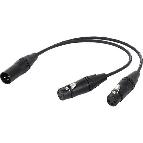 0,5 m langes schwarzes 3-poliges XLR-Audio-Verlängerungskabel (1 Stecker auf 2 Buchsen) für Mikrofone, Y-Splitter, Audiokabel für Mischpultmikrofone (1/5)