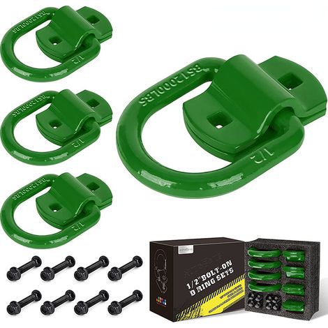 1/2"Heavy Duty boulonné forgé D - ring, 12000lbs résistance à la rupture crochet d'ancrage de fixation pour remorque, camion et dispositif de fixation de cargaison (paquet de 4), Vert