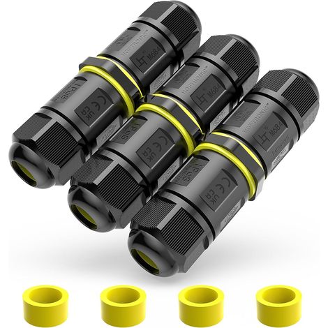 Lot de 3 Connecteur Electrique Etanche IP68, Connecteur Etanche, Connecteur de Boîte de Jonction 2 Fils, Raccord Electrique Etanche pour Jardin - Dérivation de Câble 6-11mm (1/5)