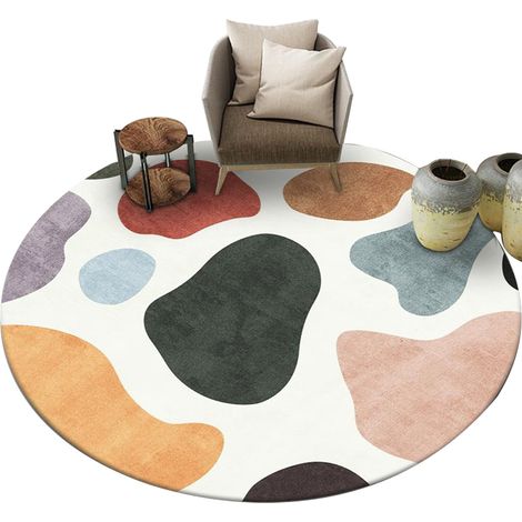 Tapis Rond - 60 x 60 cm - Dos Antidérapant Intégré - Pour Chambre Salon Bureau Cuisine Entrée - Tapis de Jeu Bébé Yoga - 1 Pièce (1/5)