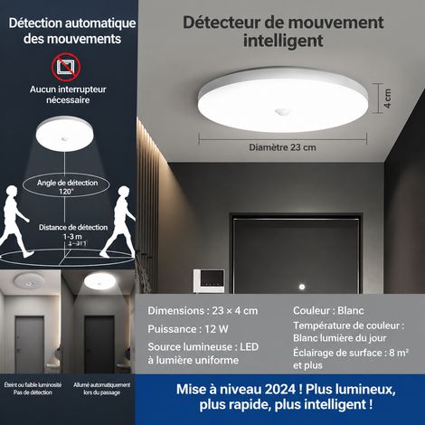 Plafonnier LED Détecteur Infrarouge 12W 23cm Économie d'Énergie 23cm-12w réf 0712 400 g – Livraison gratuite