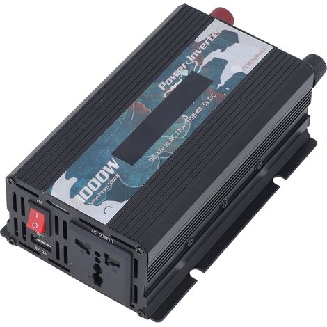 Reiner Sinus-Wechselrichter 12 V DC auf 110 V AC, multifunktionaler Strom- und Batteriewandler für Elektrogeräte, Schwarz (1/5)