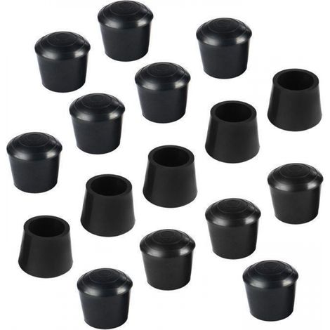 Lot de 16 protections antidérapantes en caoutchouc pour pieds de chaise, diamètre intérieur Ø18 mm, noires (1/5)