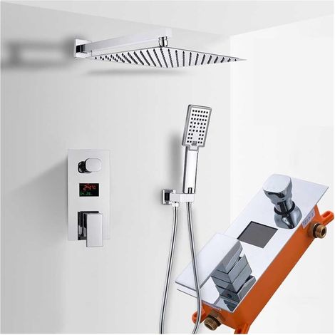 Ensemble de douche mitigeur thermostatique intelli Système de douche à affichage numérique de la température, ensemble de robinet de douche de salle de bain chromé, mélangeurs de pommeau de douche à e (1/5)