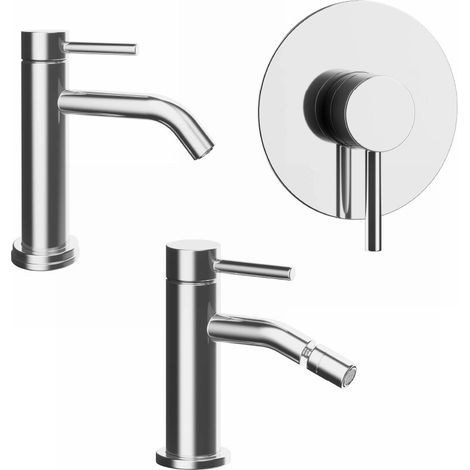 Set miscelatori lavabo bidet senza scarico e incasso doccia monocomando cromato Bette (1/4)
