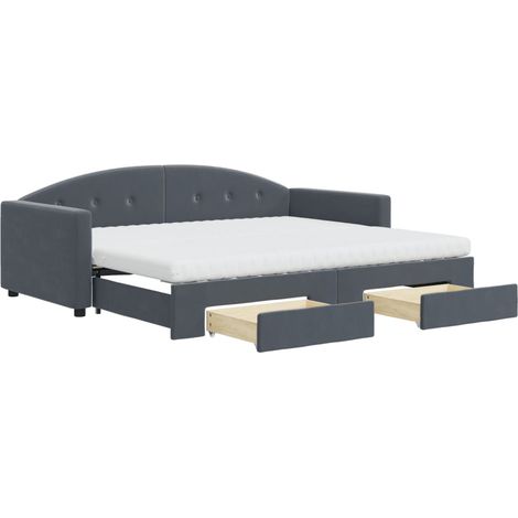 Maison Exclusive - Divano Letto Estraibile Cassetti Grigio Scuro 90x200cm Velluto