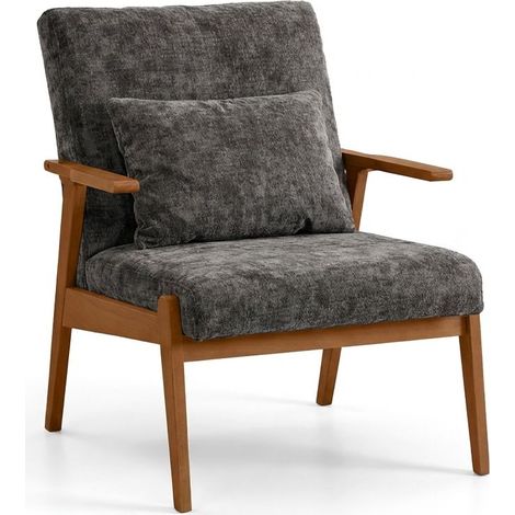 Poltrona Sedia Relax Imbottita Design Moderna Soggiorno 70.5x81x83 Cm Grigio