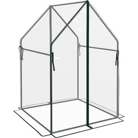 Foliengewächshaus Treibhaus mit Doppeltür winddichtes Pflanzenhaus für Garten 90 x 90 x 145 cm aus PE transparent (1/5)