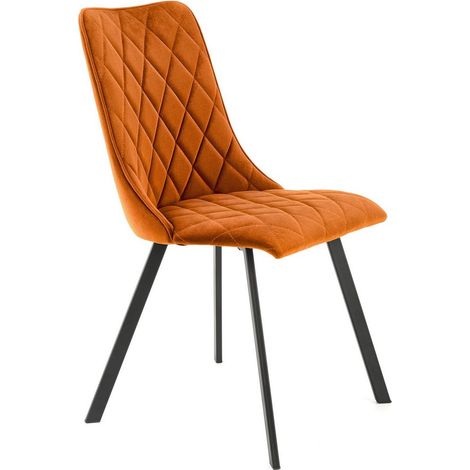 Chaise de salle à manger matelassée en velours couleur cannelle Oduna (1/5)