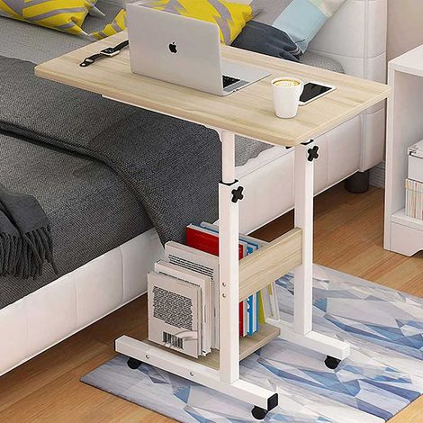 Tavolo Scrivania Porta Pc Computer Regolabile Tavolino Letto Divano Ruote Beige (1/5)