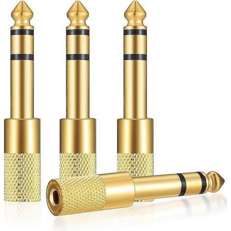 Lot de 4 adaptateurs stéréo pour casque audio : prise jack 6,35 mm mâle vers 3,5 mm femelle. (1/5)