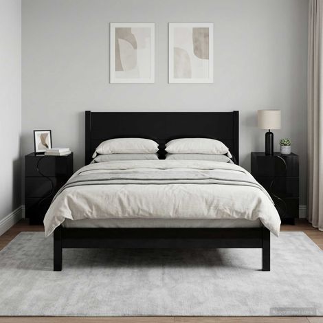 vidaXL Bedside Cabinet 2 pcs Black 33.5 x 34.5 x 60 cm Engineered Wood (1/5)