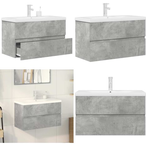vidaXL Ensemble de meubles de salle de bain 2 pcs gris béton