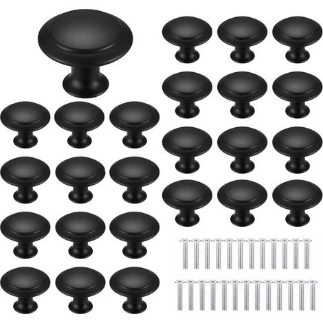 25pcs 30mm Black Furniture Handles Drawer Pulls Round Door Handles Stainless Steel Round Handles Suitable for Cabinets Kitchens Children's Rooms (1/5)