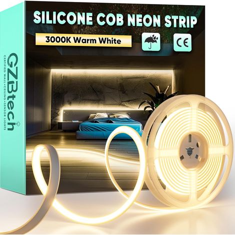 3 m warmweißer 3000K COB-LED-Streifen – IP65 wasserdichter, flexibler Streifen – dimmbare Beleuchtung für Küche und Wohnzimmer – 1500 lm/m (1/5)